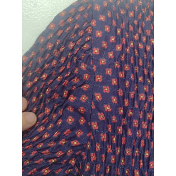 Vintage 70s Denise Are There Prairie Floral Maxi Dress Blue & Red Ruffled  M / L - Picture 10 of 16